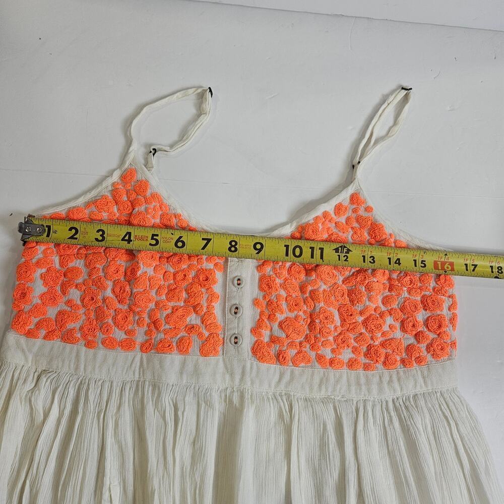 Free People India Gauze Cloud Watching Dress Pockets Embroidered Flowers - Picture 8 of 11